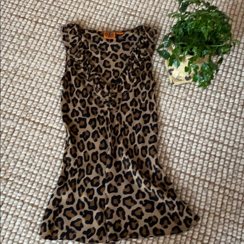 Tory Burch leopard silk sleeveless blouse